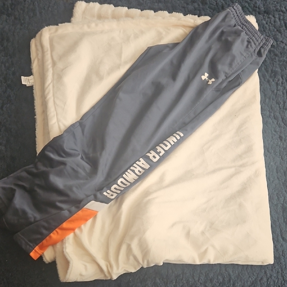 Under Armour Gray and Orange Joggers with Elastic Waistband